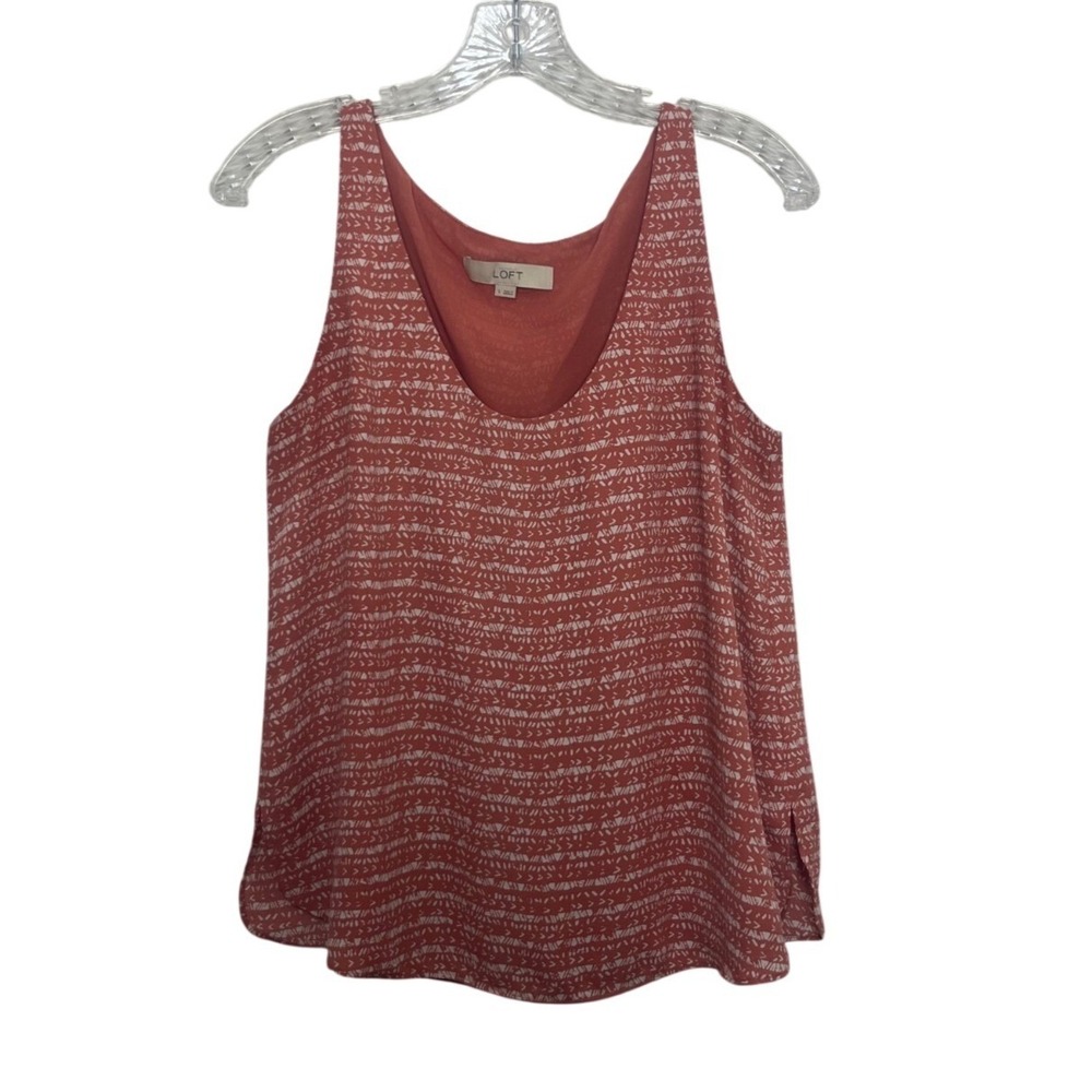 Ann Taylor Loft Blouse Top Sleeveless Small Orange Striped Lined Summer